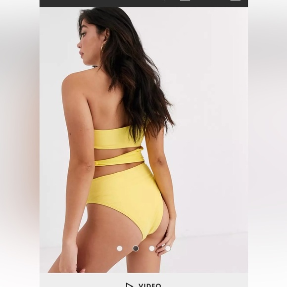 Abercrombie & Fitch one piece shoulder tie side swimsuit,  yellow size small - Picture 3 of 10